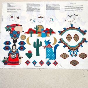 2 VTG Cranston Brand Southwestern Apparel Art Applique Panels Full Panels